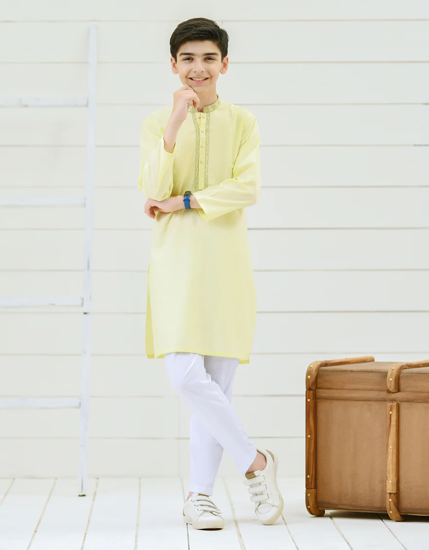 LEMON YELLOW COTTON KURTA TROUSERS | JCKP-A-US-35931/S22/JJ8132-FL