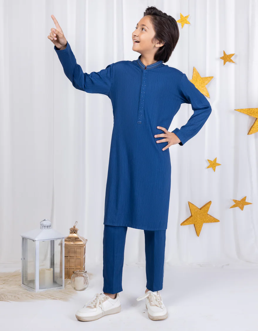BLUE BLENDED KURTA TROUSERS | JCKP-S-46327/S24/JJ8718-SF