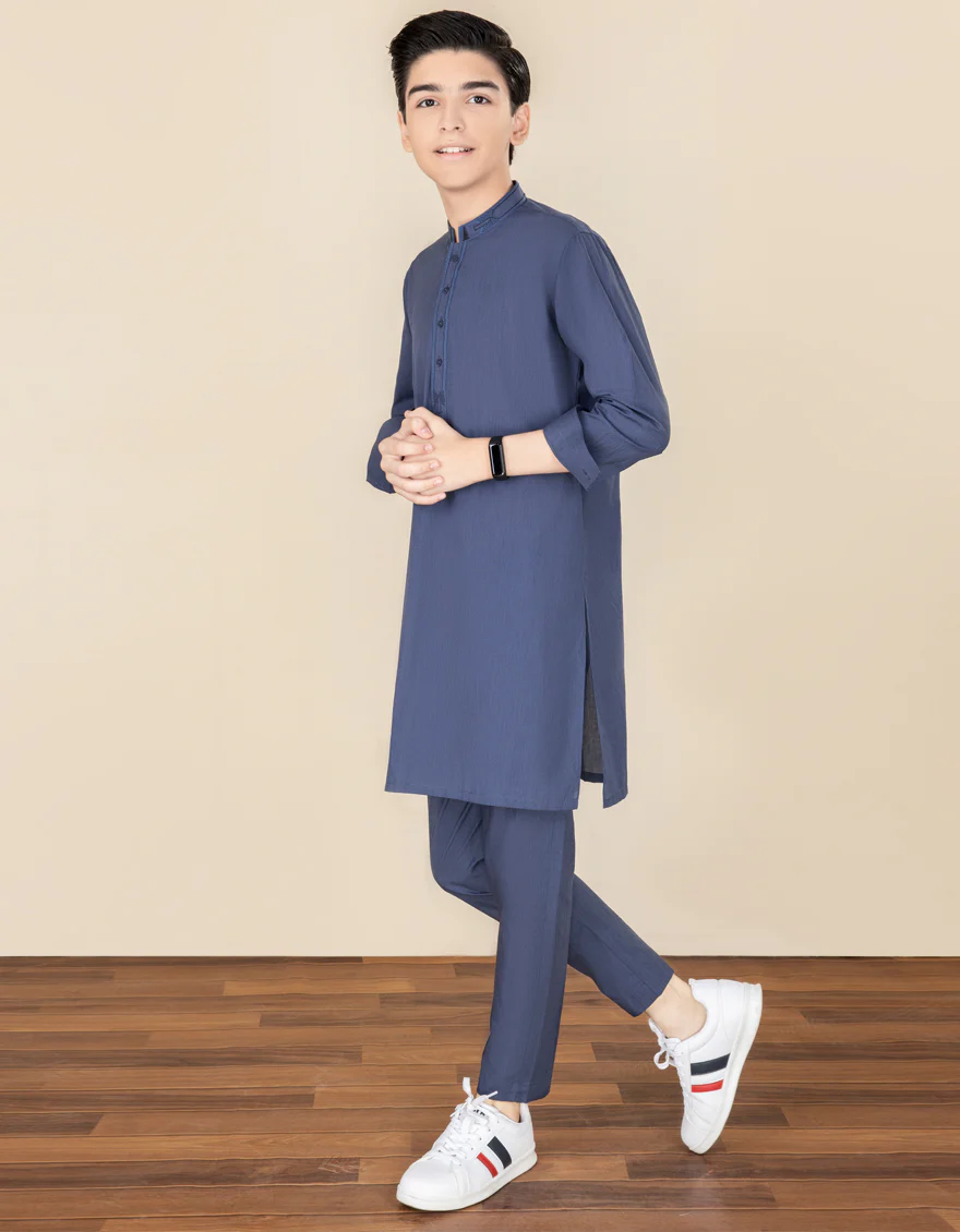 DULL BLUE BLENDED KURTA TROUSERS | JCKP-S-US-36913/S22/JJ7638-CL