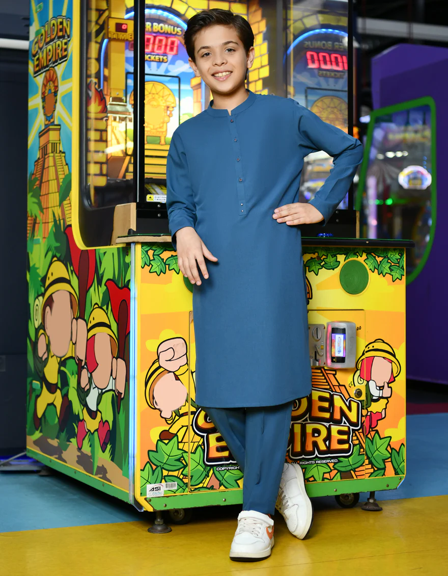 PRUSSIAN BLUE BLENDED KURTA TROUSERS | JCKP-S-US-38756/S23/JJ8726-PN