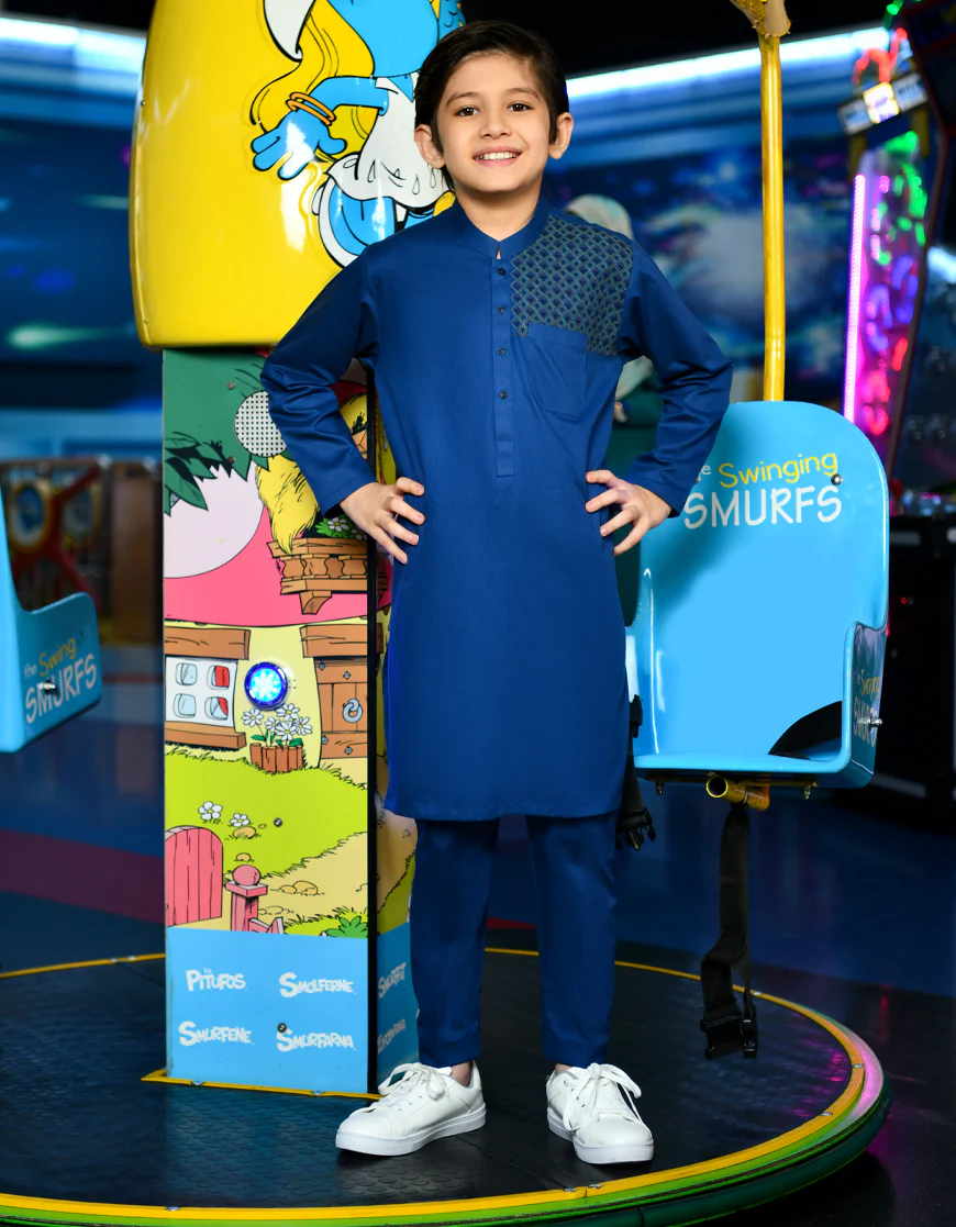 PERSIAN BLUE COTTON KURTA TROUSERS | JCKP-S-US-38765/S23/JJ8765-CL