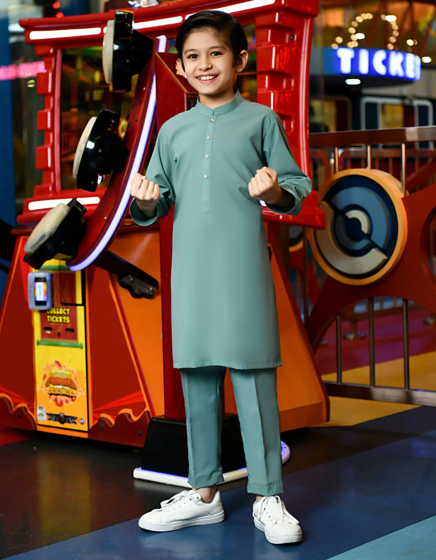 SAGE GREEN BLENDED KURTA TROUSERS | JCKP-S-US-38777/S23/JJ8726-PN