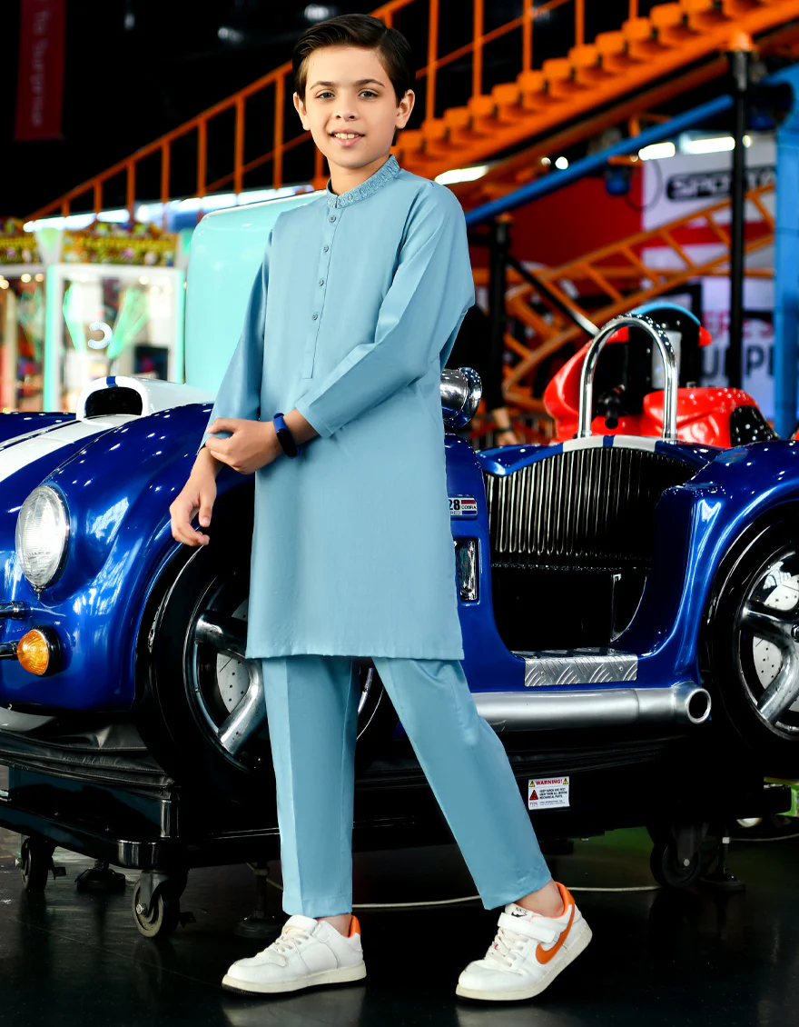 AQUA BLUE COTTON KURTA TROUSERS | JCKP-S-US-38793/S23/JJ8826-CL