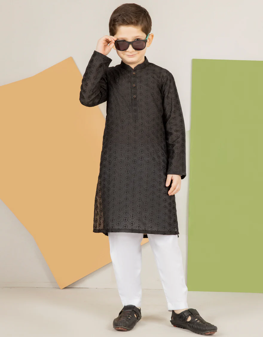 BLACK BLENDED KURTA TROUSERS | JCKP-US-44184/A22/JJ8418-CL