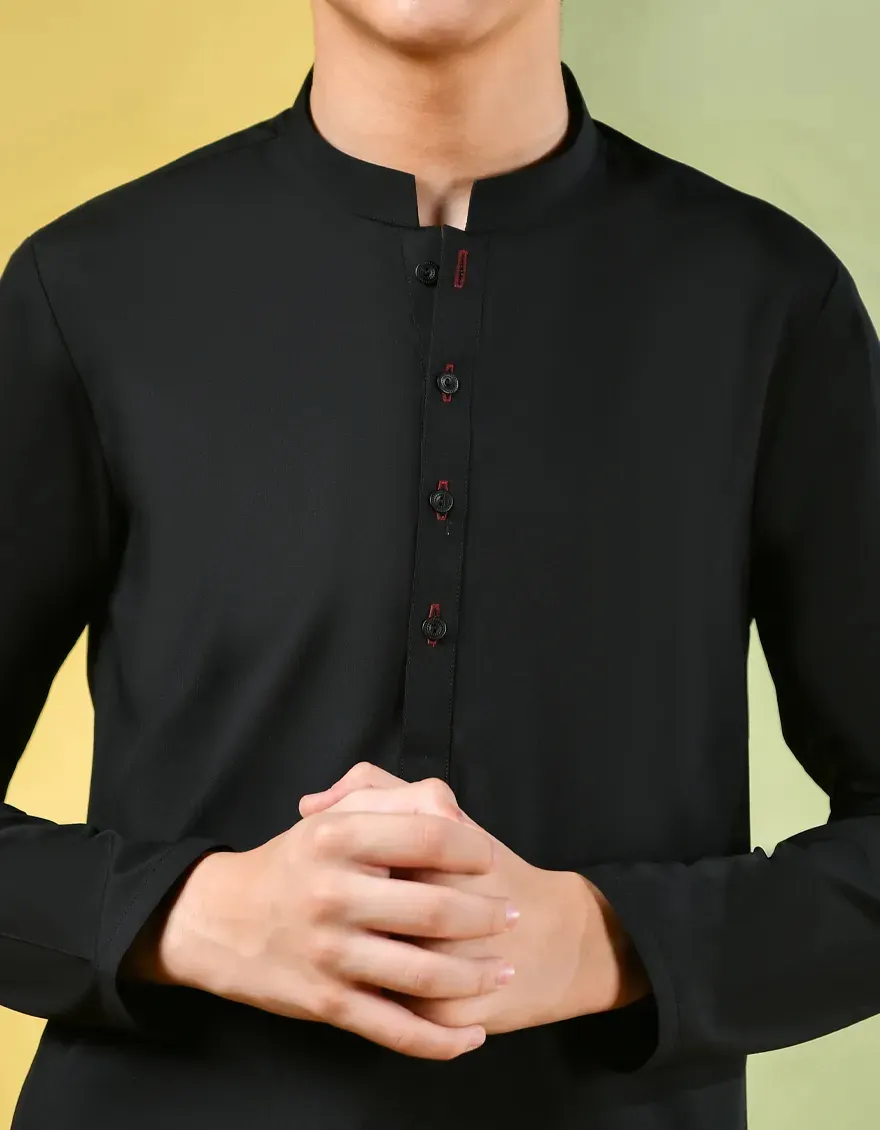 BLACK BLENDED KAMEEZ SHALWAR | JCKS-A-35834-R16-AP/S25/JJ10252-PN - Image 2