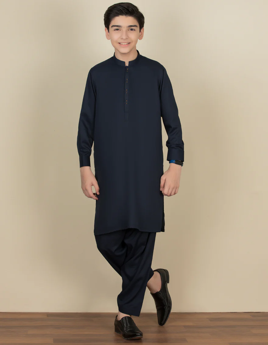 NAVY BLUE BLENDED KAMEEZ SHALWAR | JCKS-A-35835-R17-AP/S25/JJ9772-PN