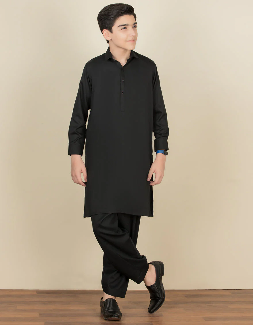 BLACK BLENDED KAMEEZ SHALWAR | JCKS-A-35842-R14-AP/S25/JJ9771-PN