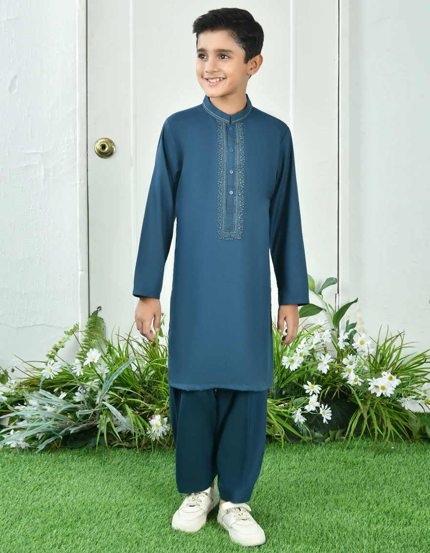 BLUE BLENDED KAMEEZ SHALWAR | JCKS-A-39048/S24/JJ9267-SF