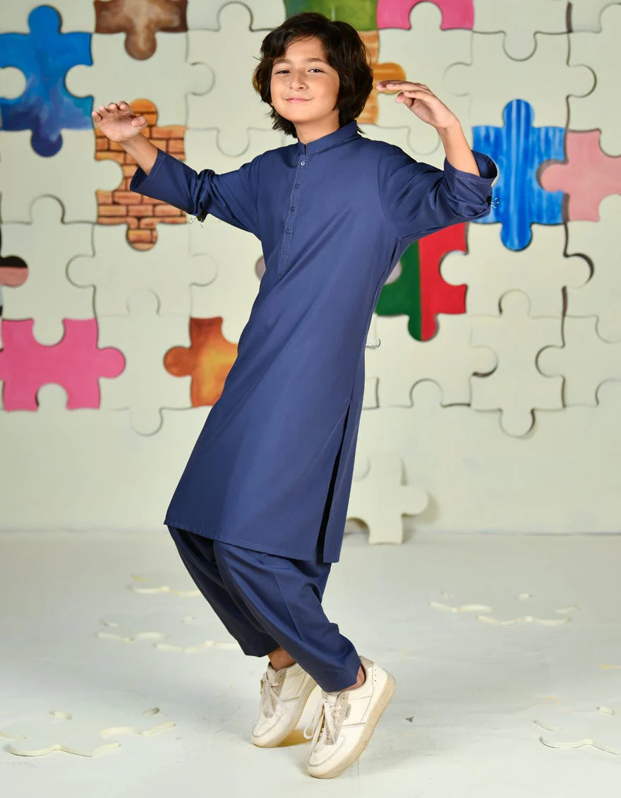 BLUE BLENDED KAMEEZ SHALWAR | JCKS-A-39187/S24/JJ9622-PN