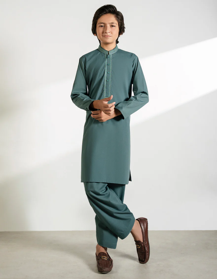 GREEN BLENDED KAMEEZ SHALWAR | JCKS-A-39398/S25/JJ9867-SF