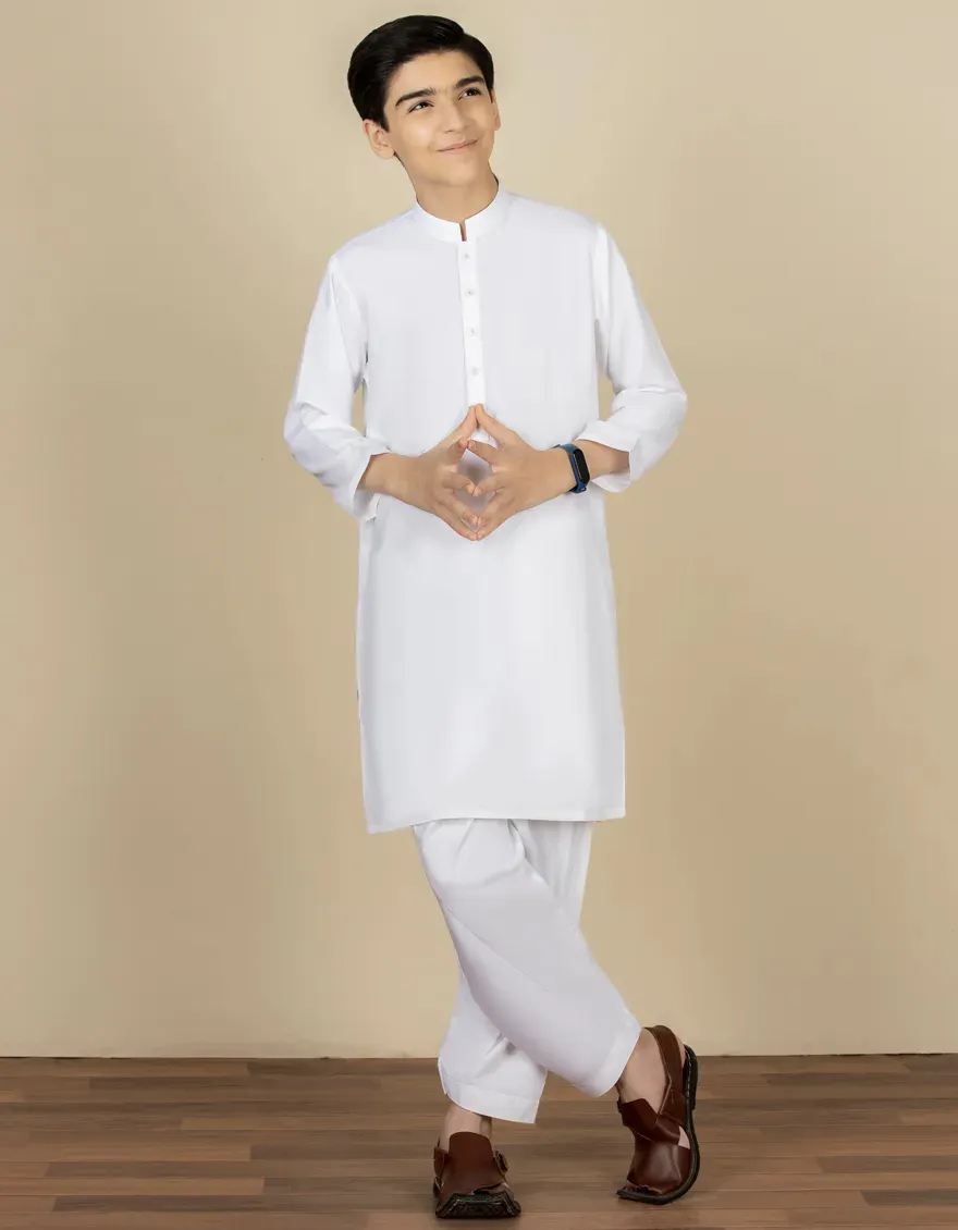 WHITE BLENDED KAMEEZ SHALWAR | JCKS-A-40222-R13-AP/S25/JJ9737-PN