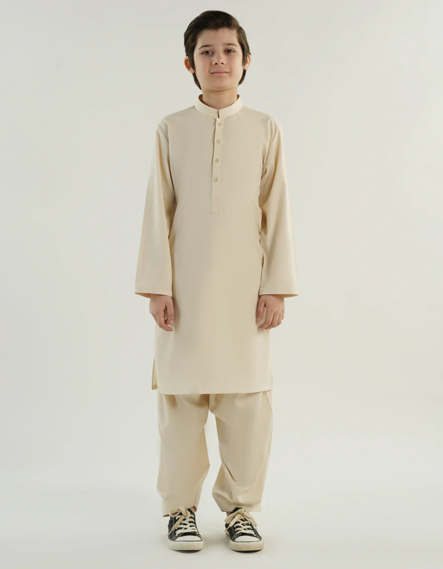 CREAM BLENDED KAMEEZ SHALWAR | JCKS-A-46514/S24/JJ9599-PN