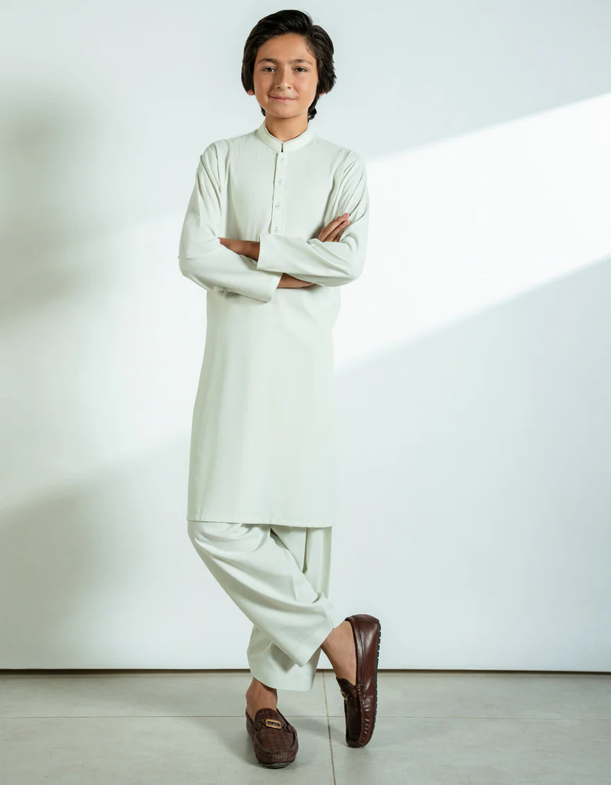 APPLE WHITE BLENDED KAMEEZ SHALWAR | JCKS-A-46807/S25/JJ10078-CL
