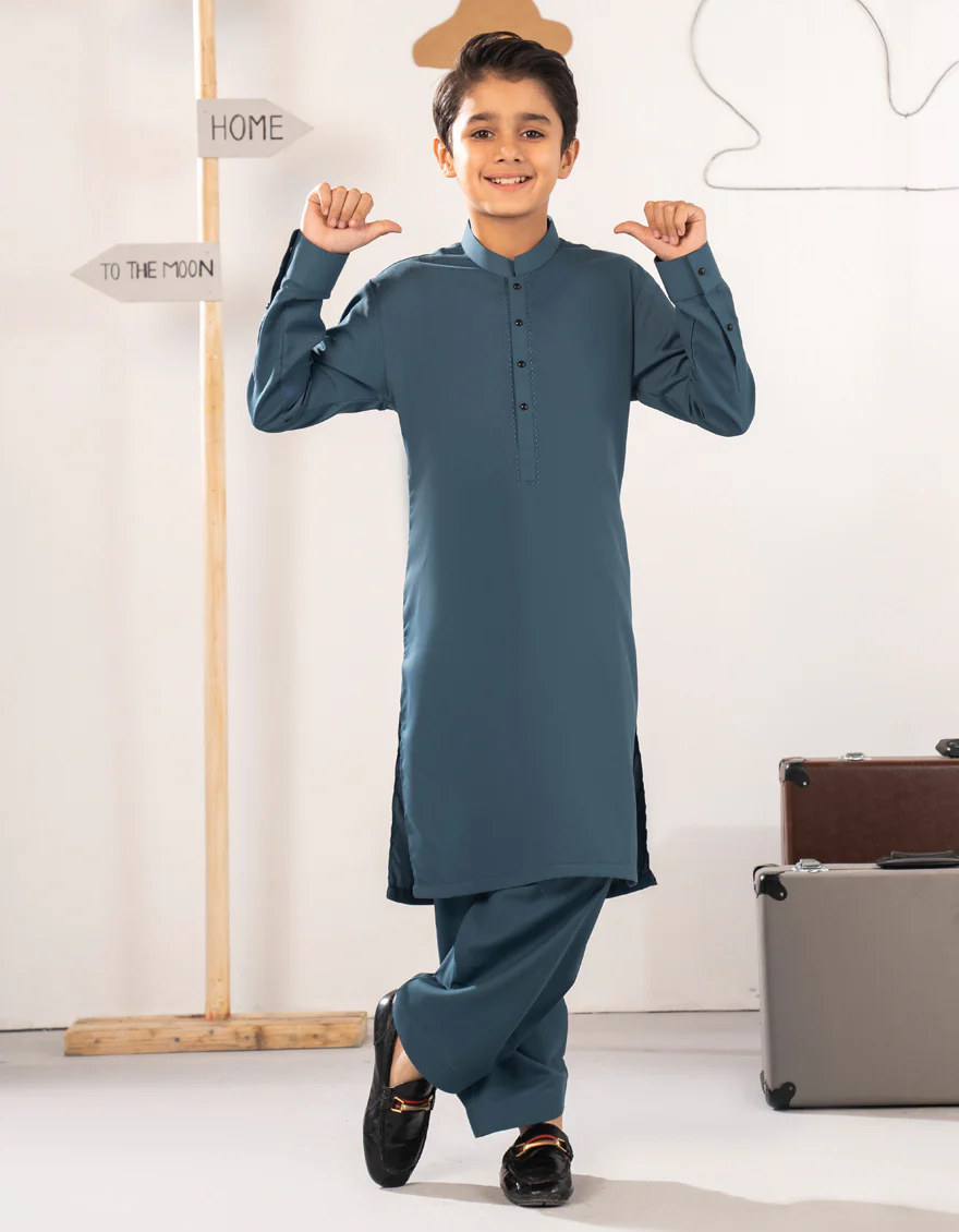 TEAL BLENDED KAMEEZ SHALWAR | JCKS-A-90518/S25/JJ9766-SF