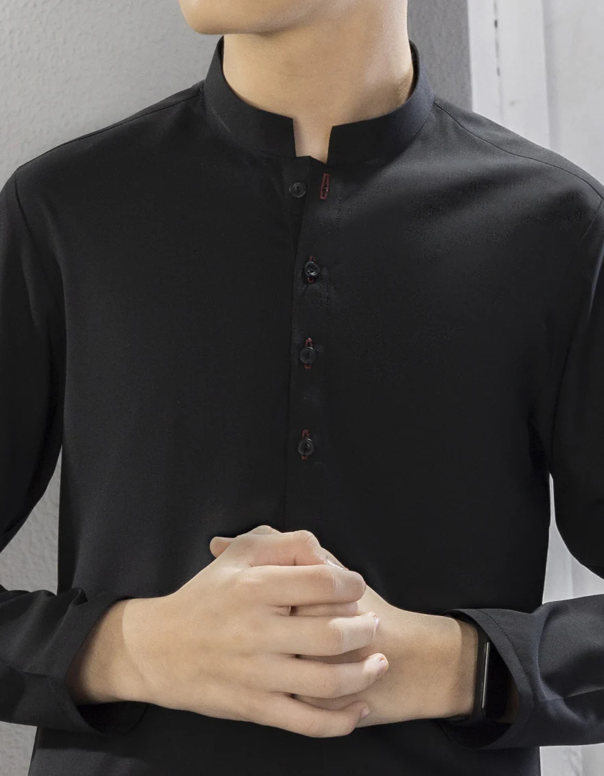 BLACK KAMEEZ SHALWAR | JCKS-A-US-35834-R3/W22/JJ7565-PN - Image 2