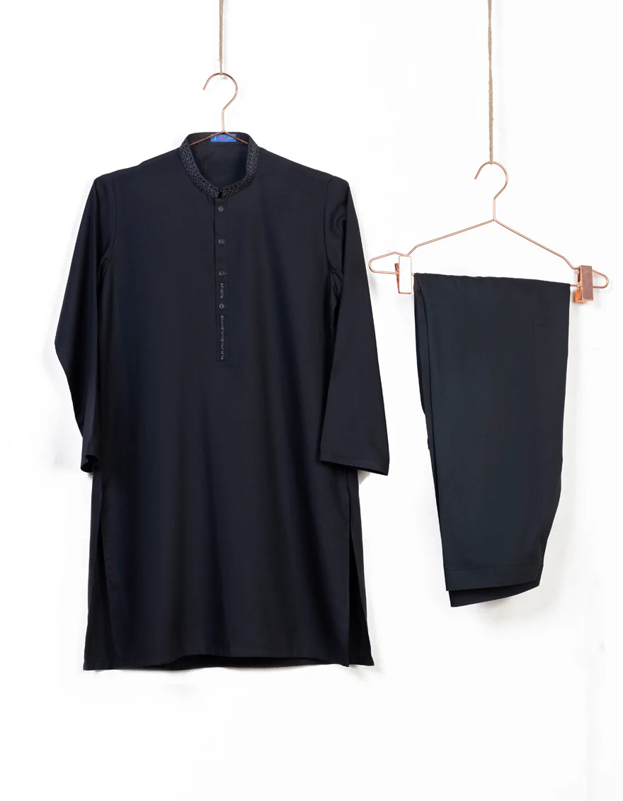 BLACK BLENDED KAMEEZ SHALWAR | JCKS-A-US-38697/A23/JJ9004-SF