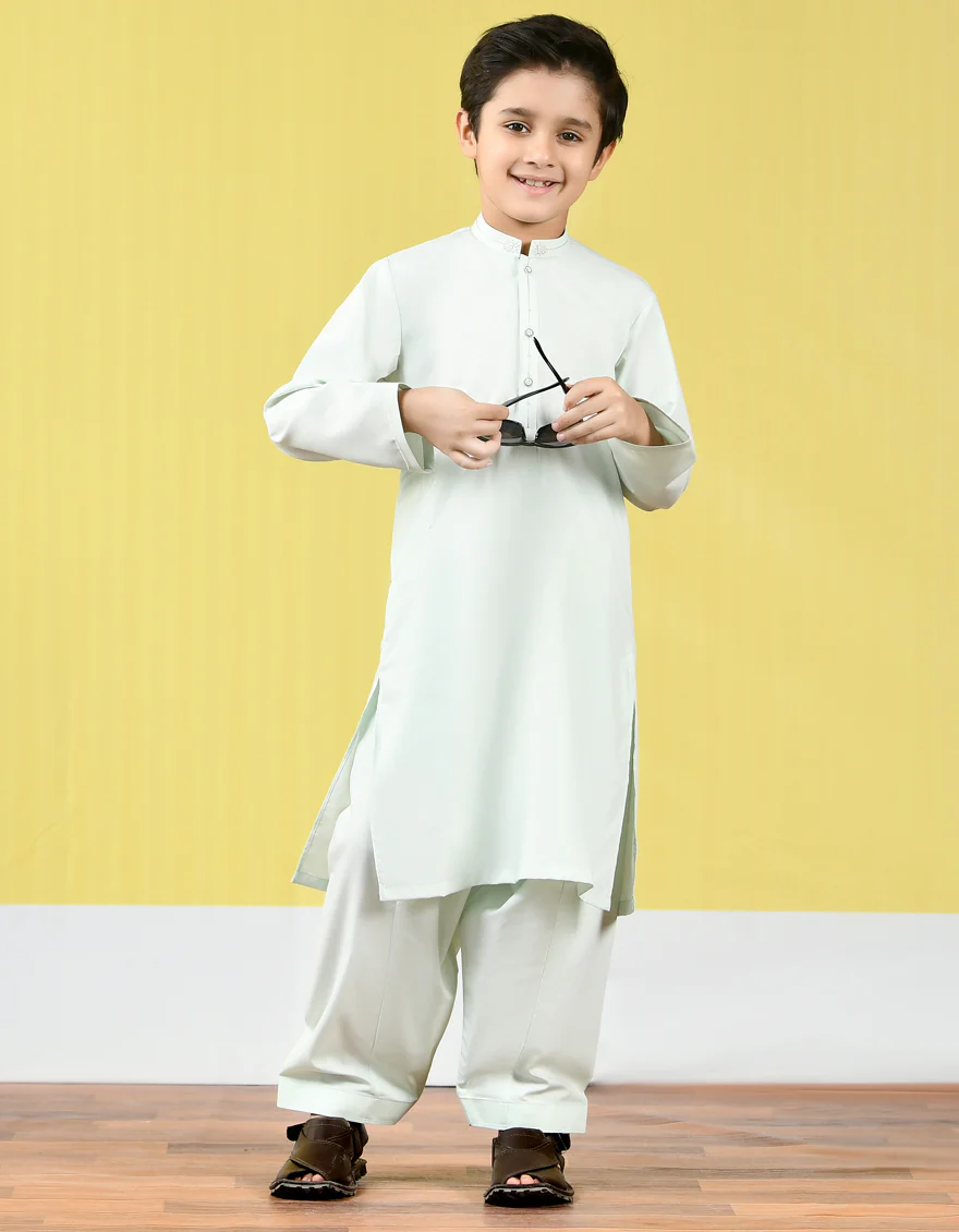 LIGHT GREEN BLENDED KAMEEZ SHALWAR | JCKS-A-US-44050/S22/JJ8166-SF