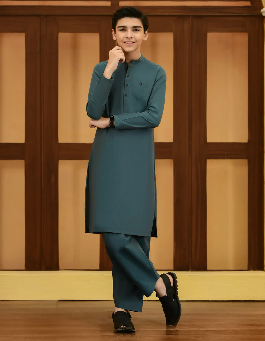 TEAL COTTON KAMEEZ SHALWAR | JCKS-A-US-46057/S23/JJ8647-PN
