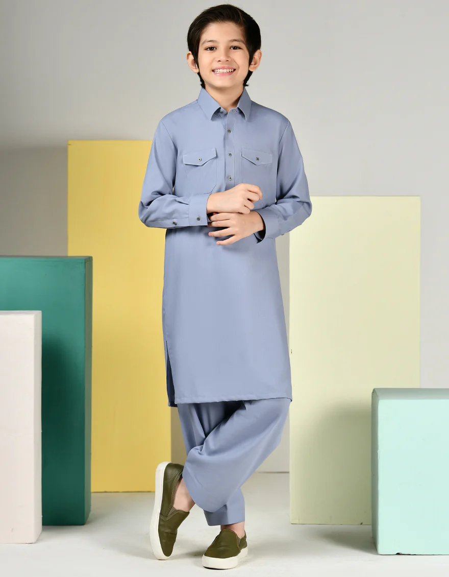 BLUE BLENDED KAMEEZ SHALWAR | JCKS-S-34774/S24/JJ9487-PN