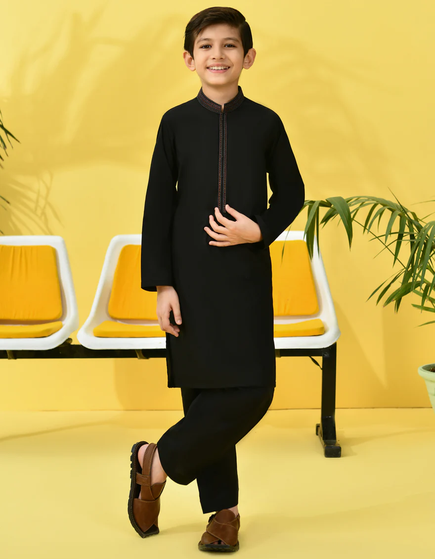 BLACK COTTON KAMEEZ SHALWAR | JCKS-S-39022/S24/JJ7