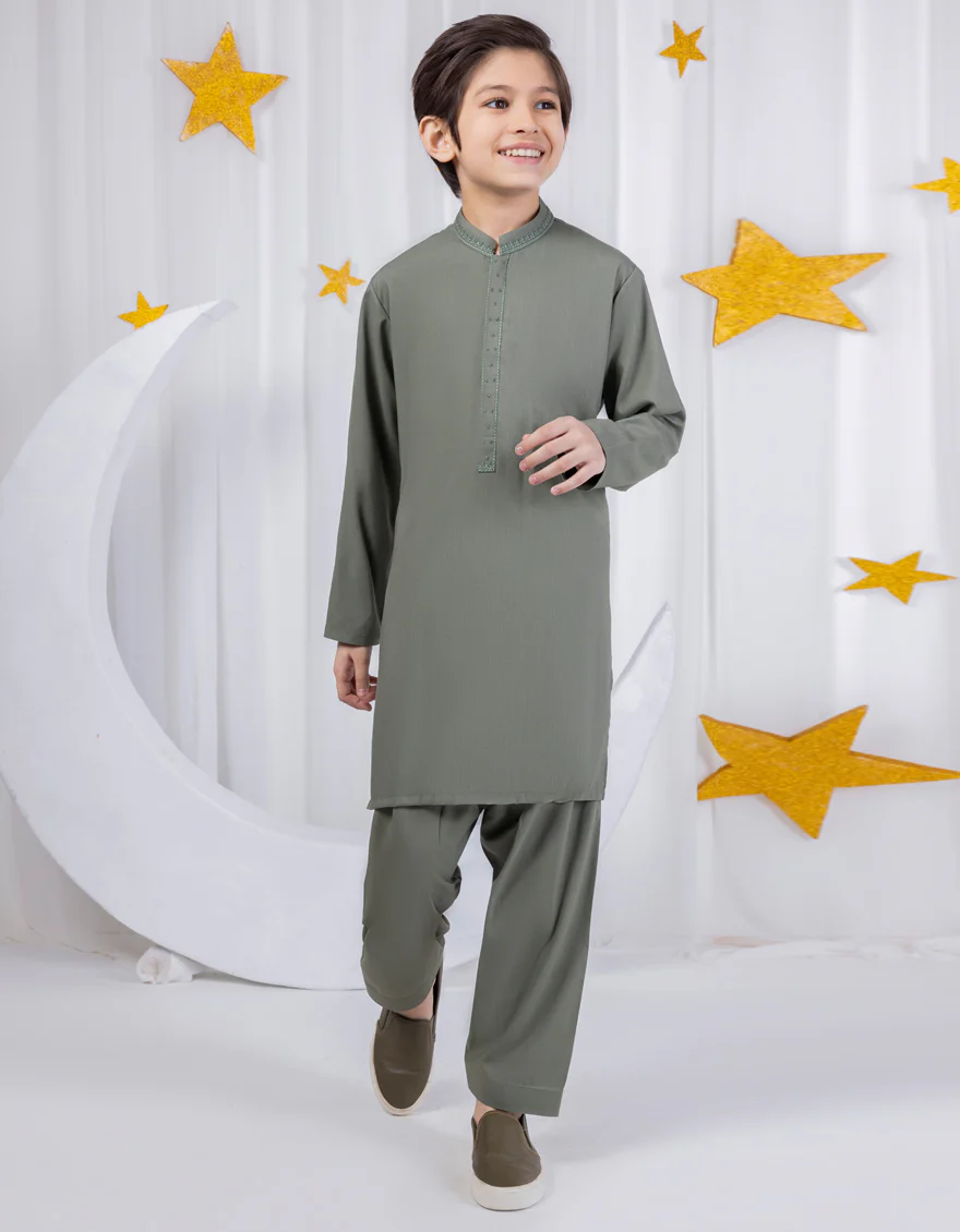 GREEN BLENDED KAMEEZ SHALWAR | JCKS-S-46318/S24/JJ8718-SF
