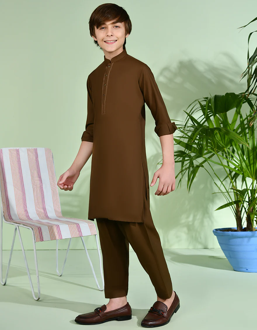 BROWN BLENDED KAMEEZ SHALWAR | JCKS-S-90424/S24/JJ8889-SF