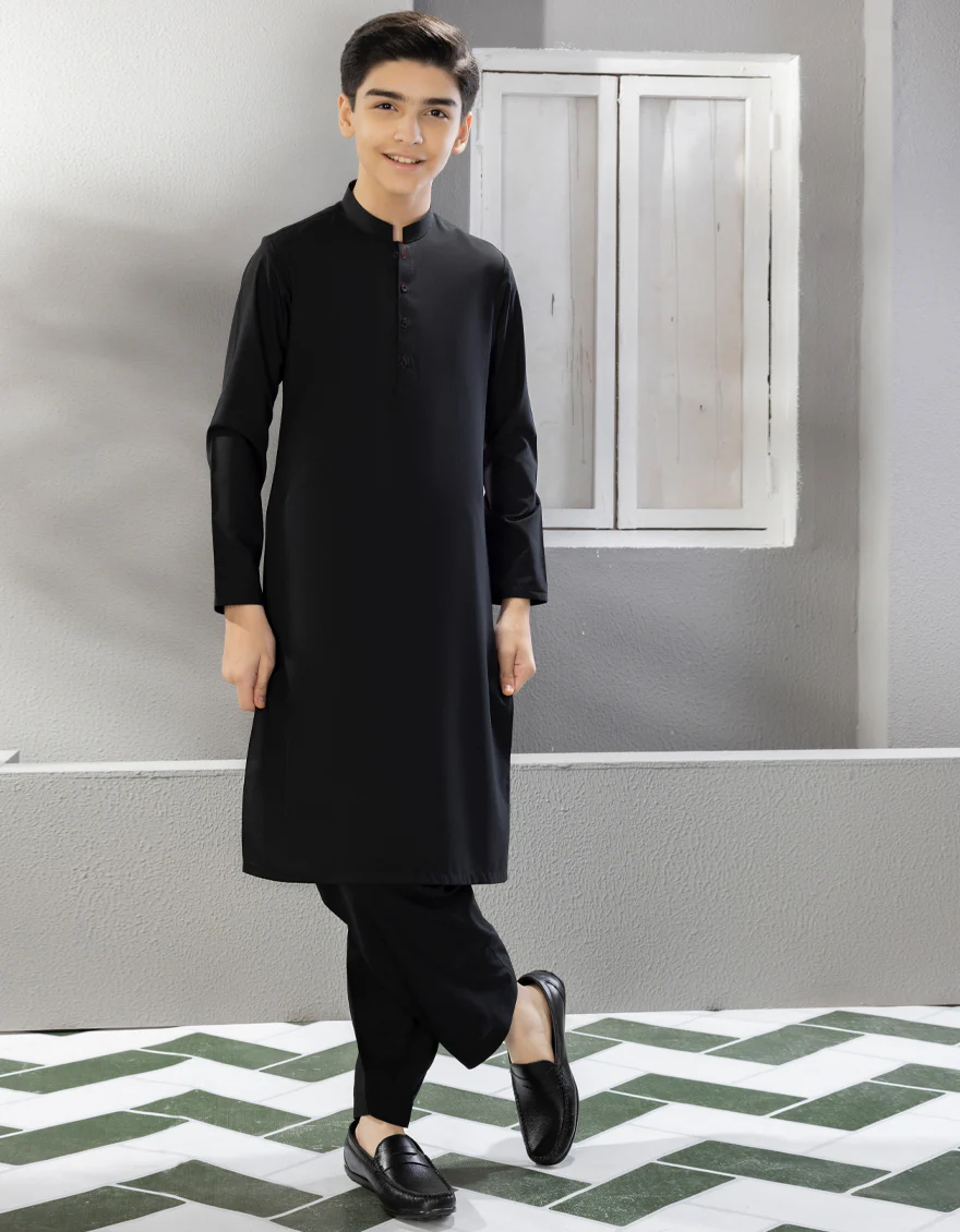 BLACK BLENDED KAMEEZ SHALWAR | JCKS-S-US-35834-R7-AP/S23/JJ8733-PN