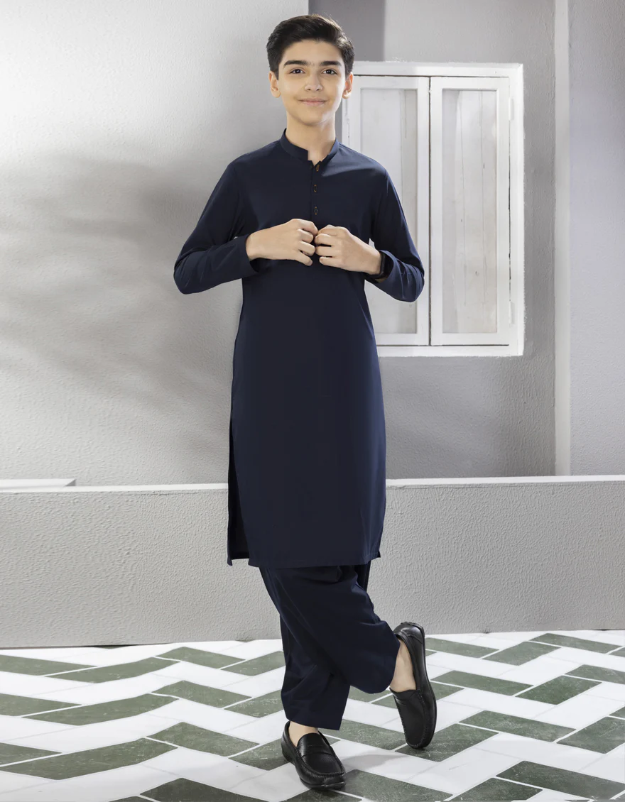 NAVY BLUE BLENDED KAMEEZ SHALWAR | JCKS-S-US-35835-R5-AP/S23/JJ8733-PN