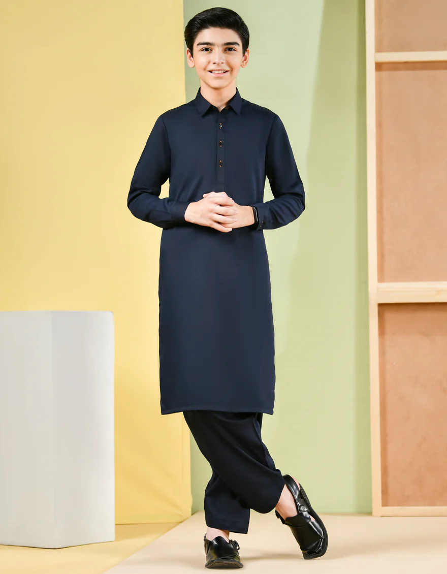 NAVY BLUE BLENDED KAMEEZ SHALWAR | JCKS-S-US-35843-R2-AP/S22/JJ8226-PN