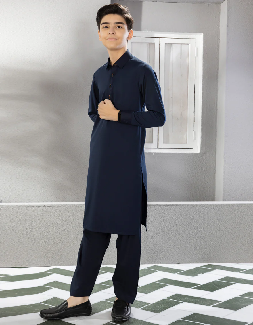 NAVY BLUE BLENDED KAMEEZ SHALWAR | JCKS-S-US-35843-R6-AP/S23/JJ8733-PN