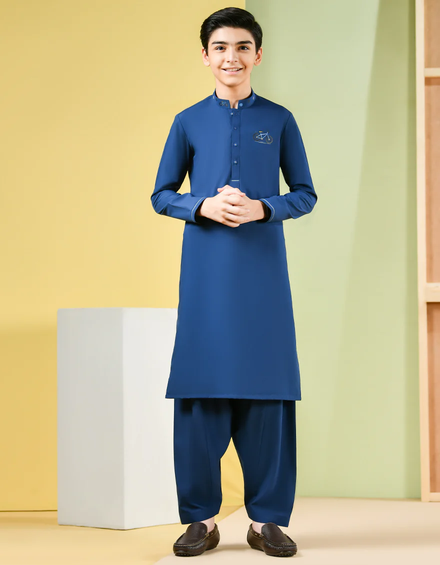 DARK BLUE BLENDED KAMEEZ SHALWAR | JCKS-S-US-35950/S22/JJ7562-SF