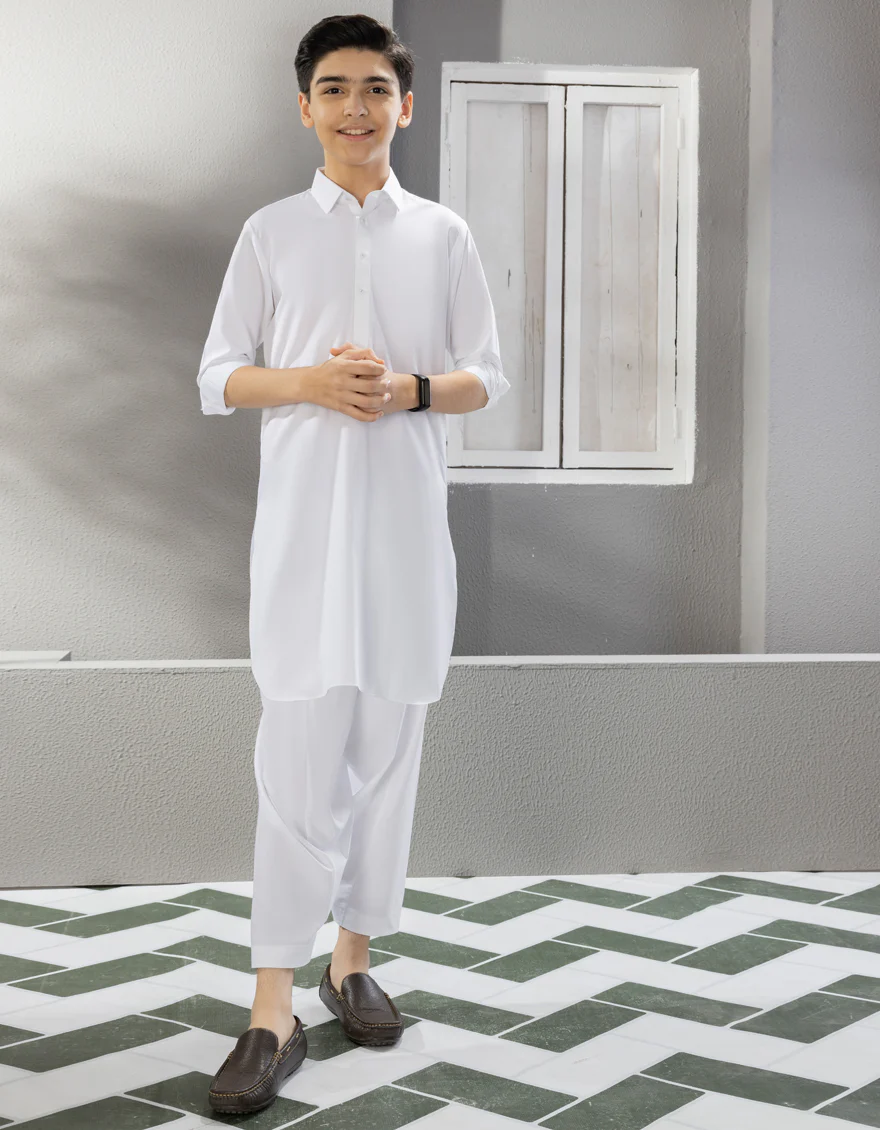 WHITE BLENDED KAMEEZ SHALWAR | JCKS-S-US-40222-R6-AP/S23/JJ8732-PN