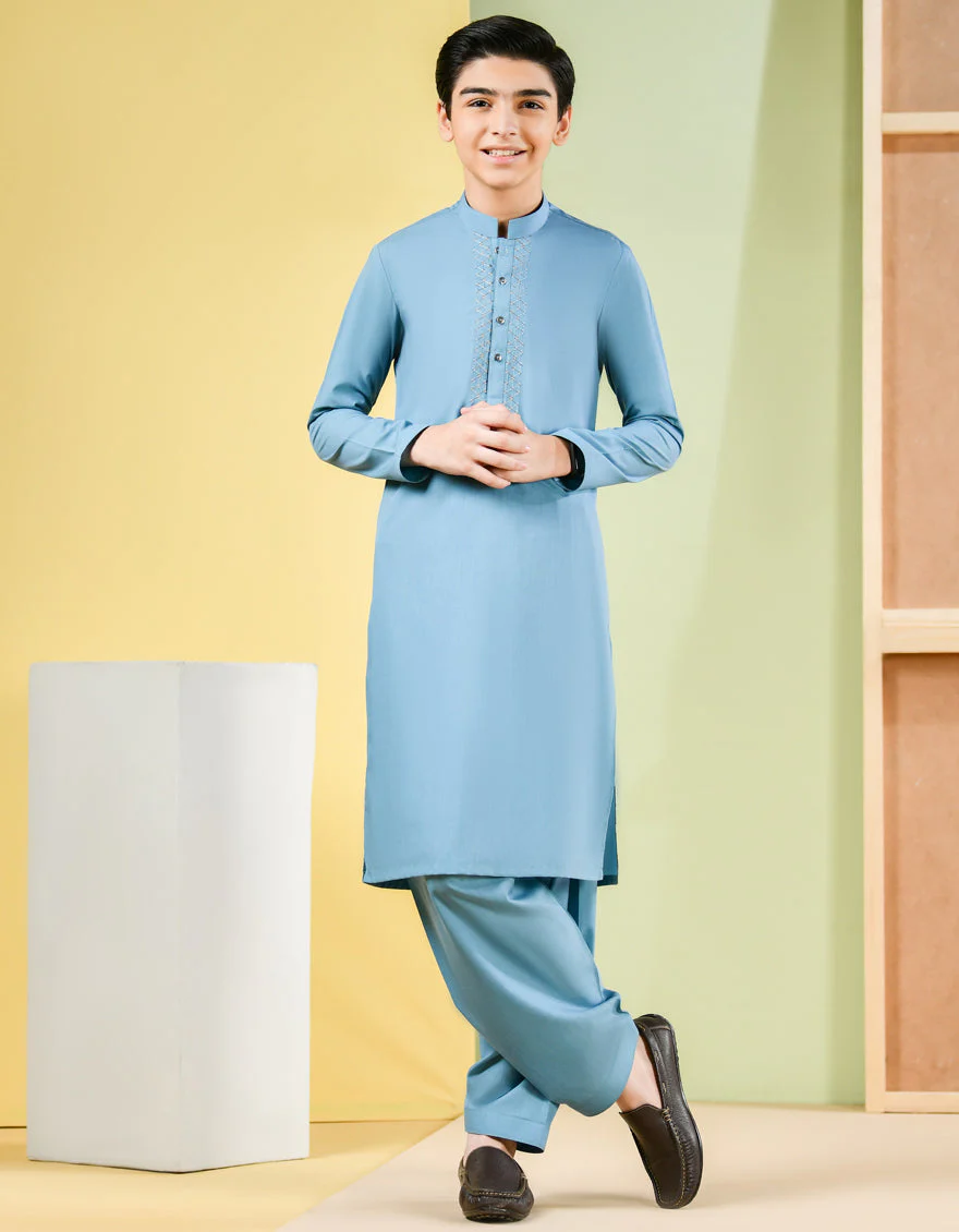 LIGHT BLUE BLENDED KAMEEZ SHALWAR | JCKS-S-US-41157/S22/JJ8179-SF