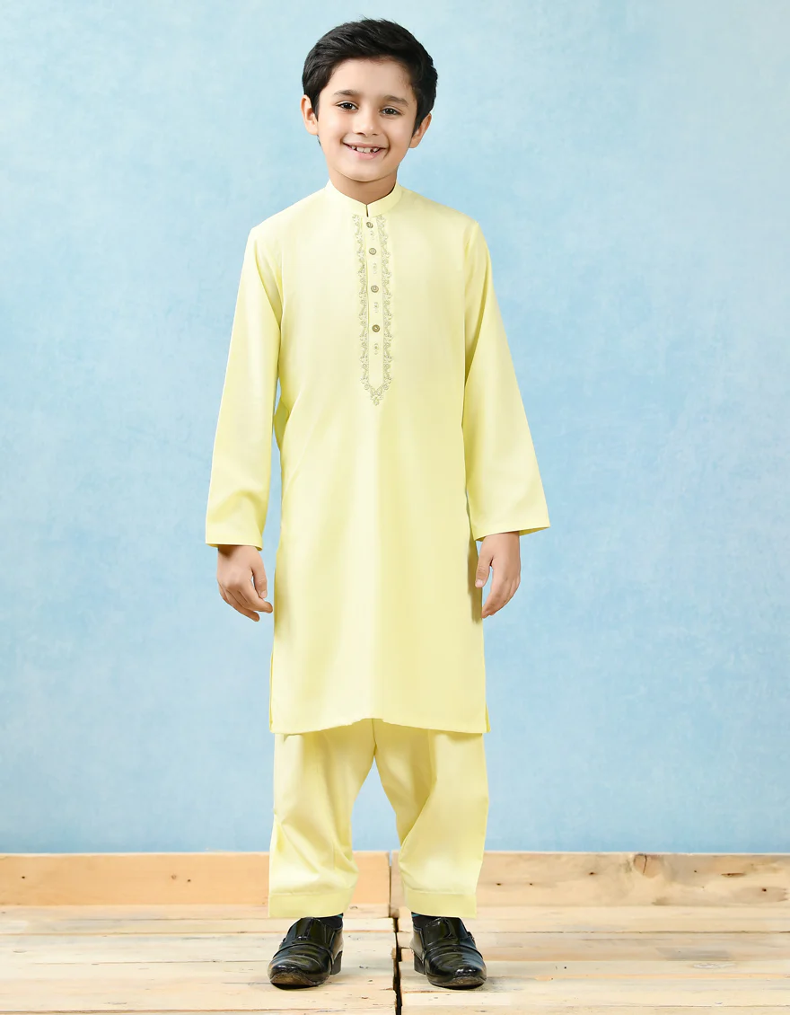 LEMON YELLOW VISCOSE KAMEEZ SHALWAR | JCKS-S-US-42402/S22/JJ8166-SF