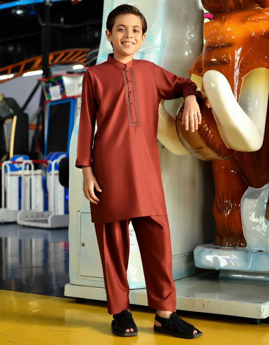RUSTIC RED BLENDED KAMEEZ SHALWAR | JCKS-S-US-46125/S23/JJ8173-SF