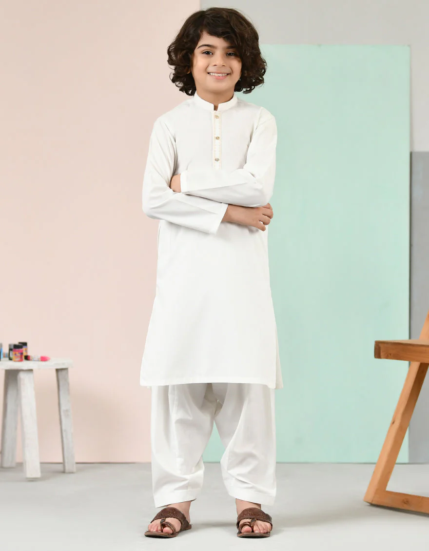 OFF WHITE BLENDED KAMEEZ SHALWAR | JCKS-US-43158/A22/JJ8260-SF