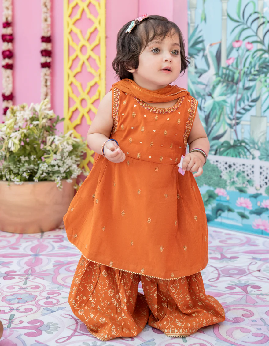 ORANGE COTTON 3PC STITCHED | JGK-S-24-1915 FB/ETHNIC BLOCK-02