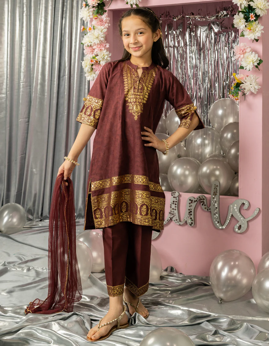 MAROON LAWN 3PC STITCHED | JGK-S-JGP-25-1558 FB/FESTIVE FOIL-04