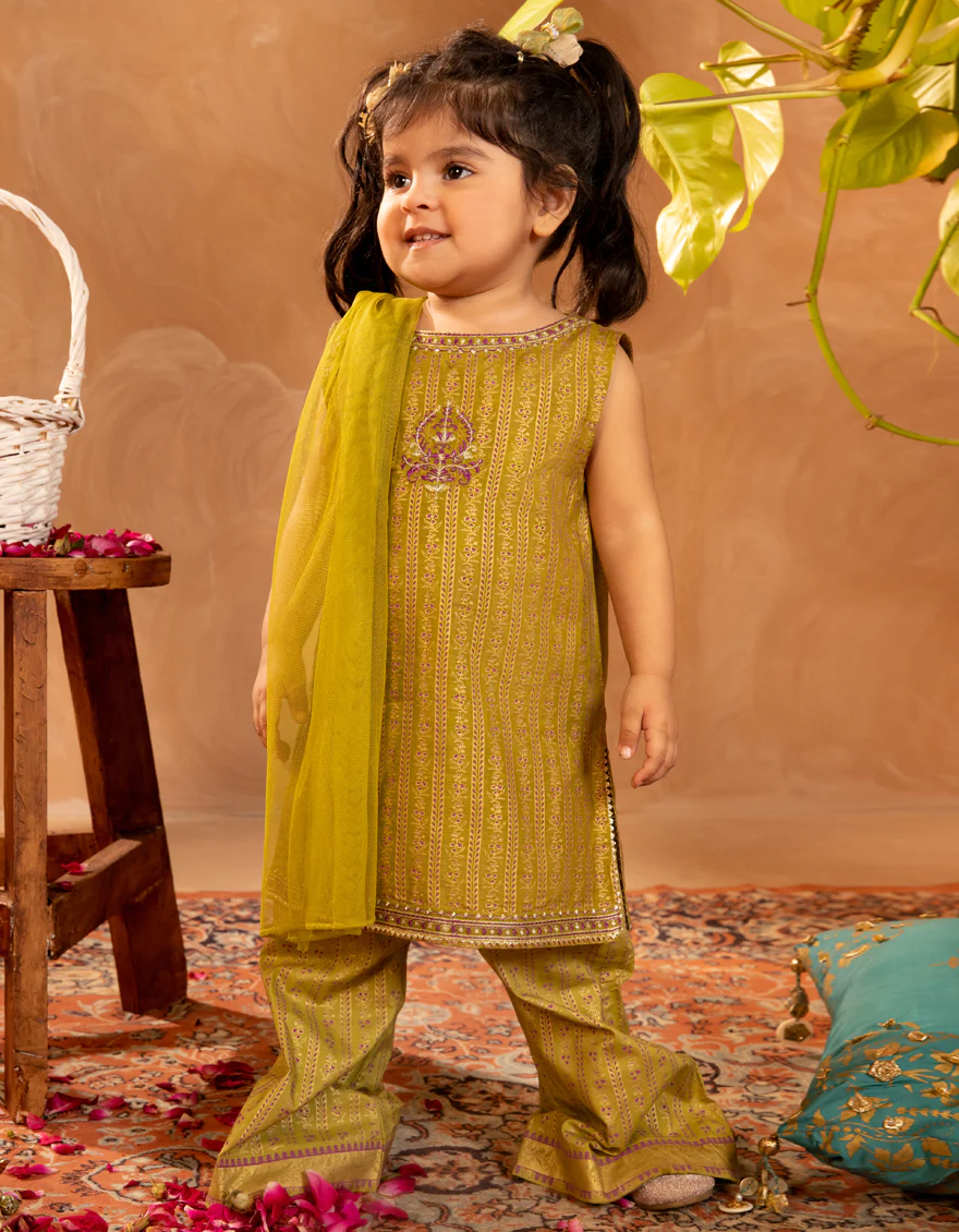 GREEN COTTON SILK 3PC STITCHED | JGK-S-JIF-25-1711 FB/IRIS-11