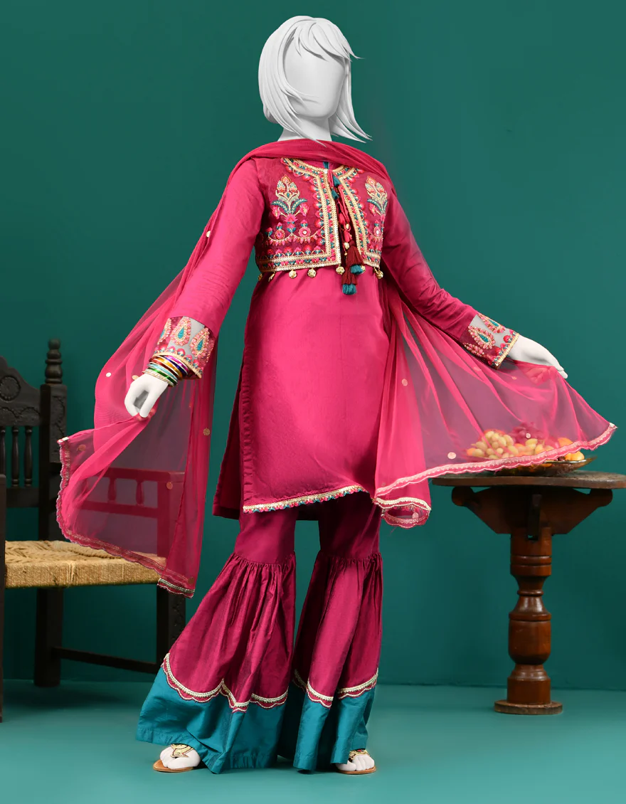 MAGENTA SILK 3PC STITCHED | JGK-S-JJTS-US-22-040 FB/FF-035