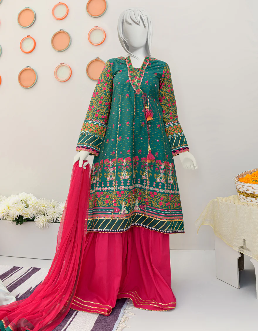 GREEN CAMBRIC 3PC STITCHED | JGK-S-JJTS-US-23-061 FB/DHANAK