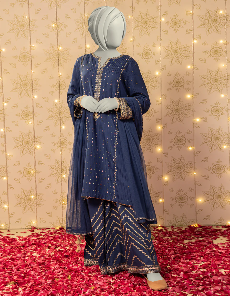 BLUE TEXTURED 3PC STITCHED | JGK-S-JTF-25-754 FB/