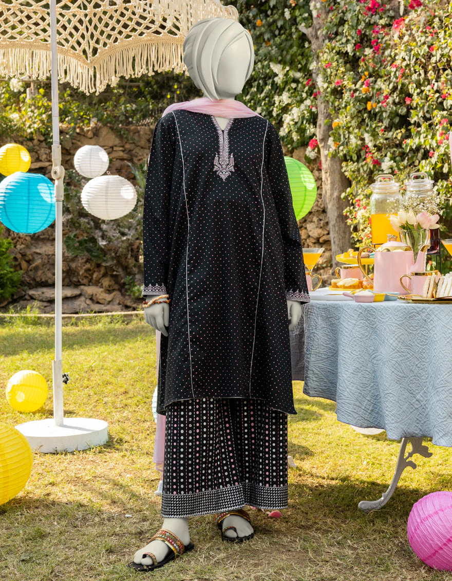 BLACK LAWN 3PC STITCHED | JGK-S-JTP-25-605 FB/DHANAK-01