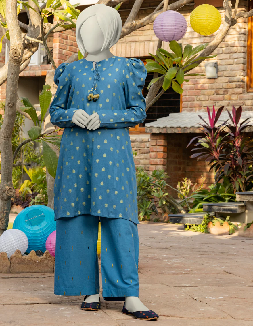 BLUE JACQUARD 2PC STITCHED | JGK-S-JTST-25-423 FB/ZARDOZI-05