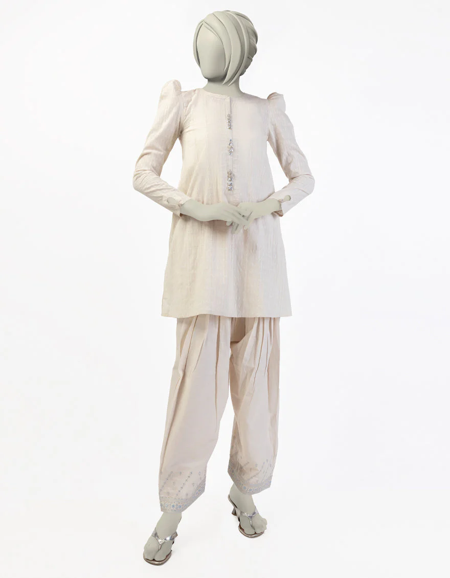 WHITE DOBBY 2PC STITCHED | JGK-S-JTST-25-429 FB/DELARA-1
