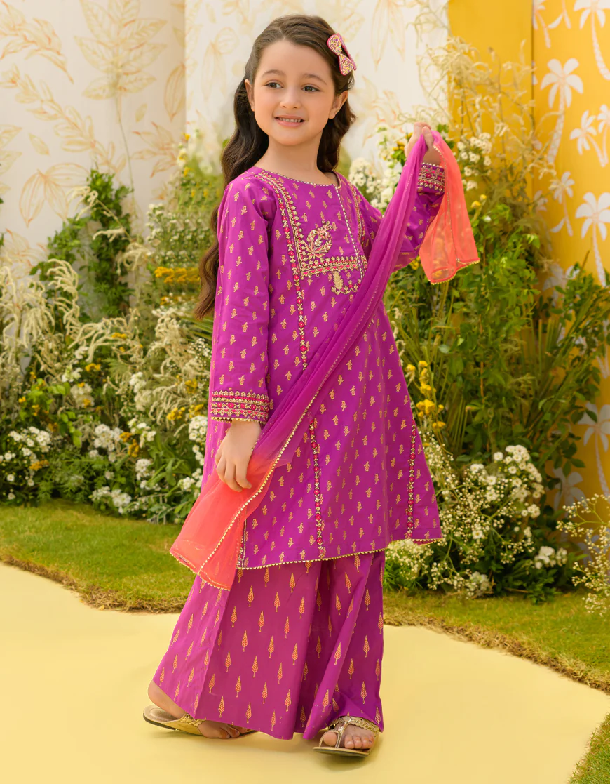 MAGENTA LAWN 3PC STITCHED | JGK-S-US-23-1924 FB/HF-164