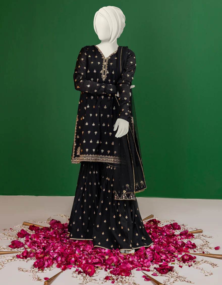 BLACK JACQUARD 3PC STITCHED | JGK-S-YGTL-610-24 FB/RAYA-03