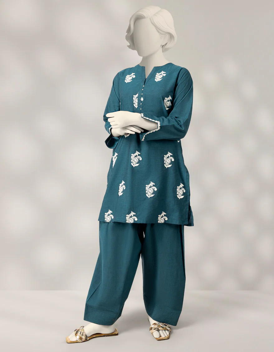 TEAL CHAMBRAY 2PC STITCHED | JGK-W-JTST-25-502 FB/CHAMRAY-04