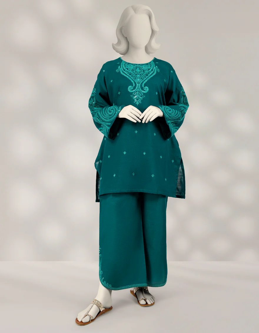 TEAL KHADDAR 2PC STITCHED | JGK-W-JTST-25-505 FB/MAISORE-03