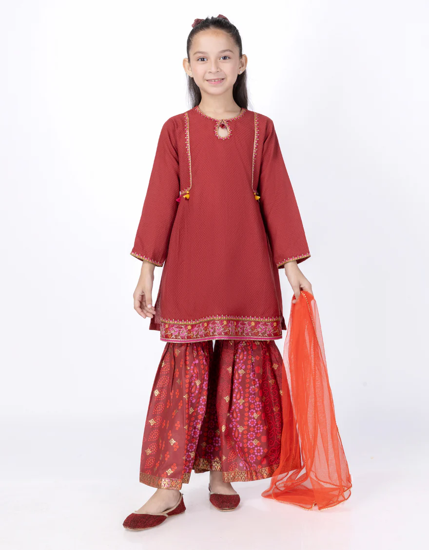 RED DOBBY 3PC STITCHED | JGK-W-JWK-24-5003 FB/RANI-G-01
